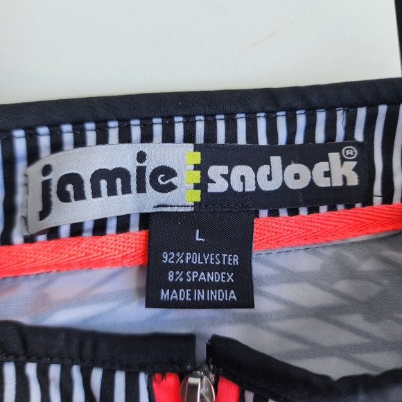 Jamie Sadock Sleeveless Zip Golf Top Pink Black Print Stretch Performance L - Picture 11 of 12